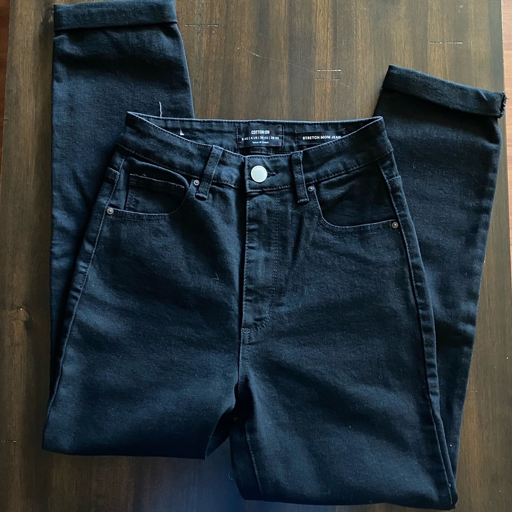 Cotton on denim high rise stretch mom jean
